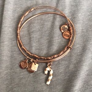Alex and ani candy cane rose gold set